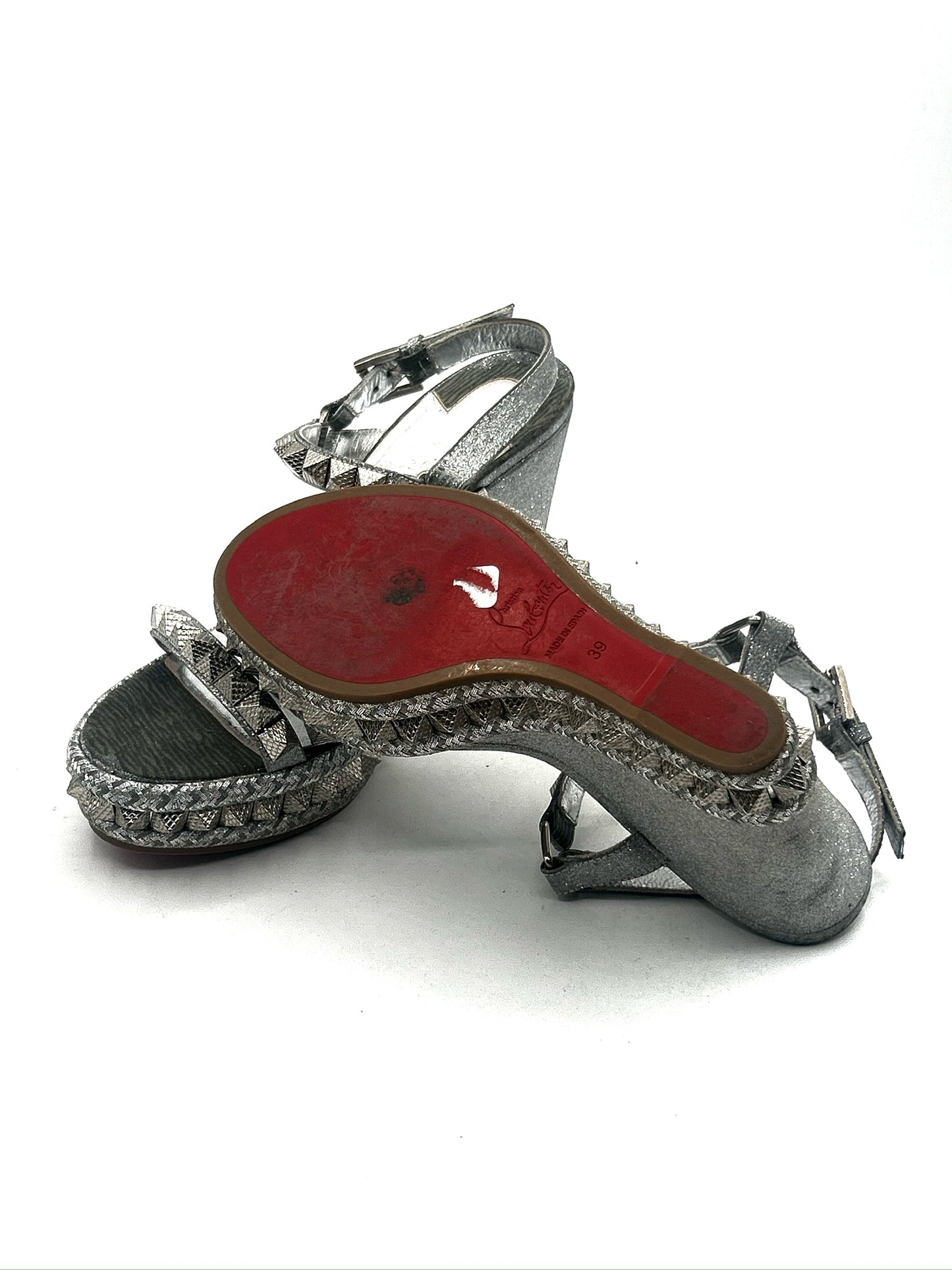 Louboutin silver platforms