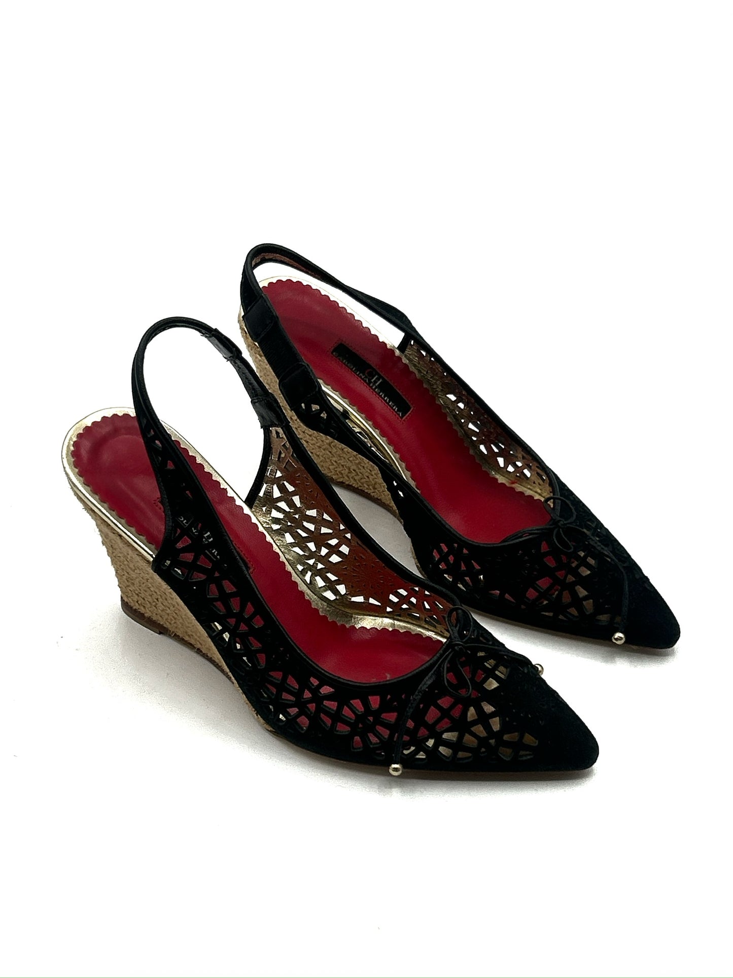 Carolina Herrera black lace pumps
