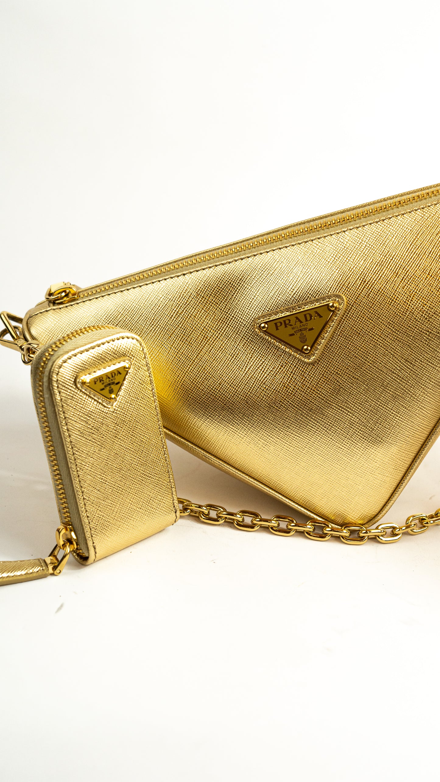 Prada triangle Gold bag