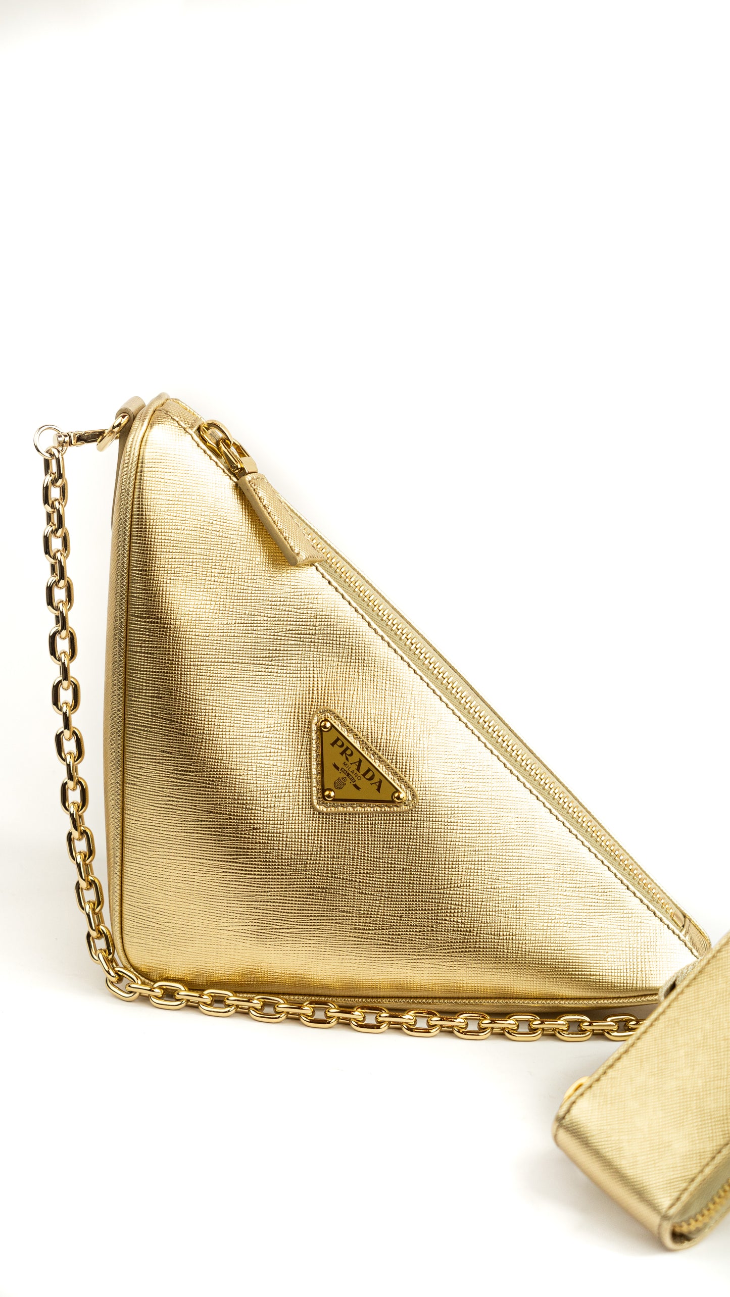 Prada triangle Gold bag
