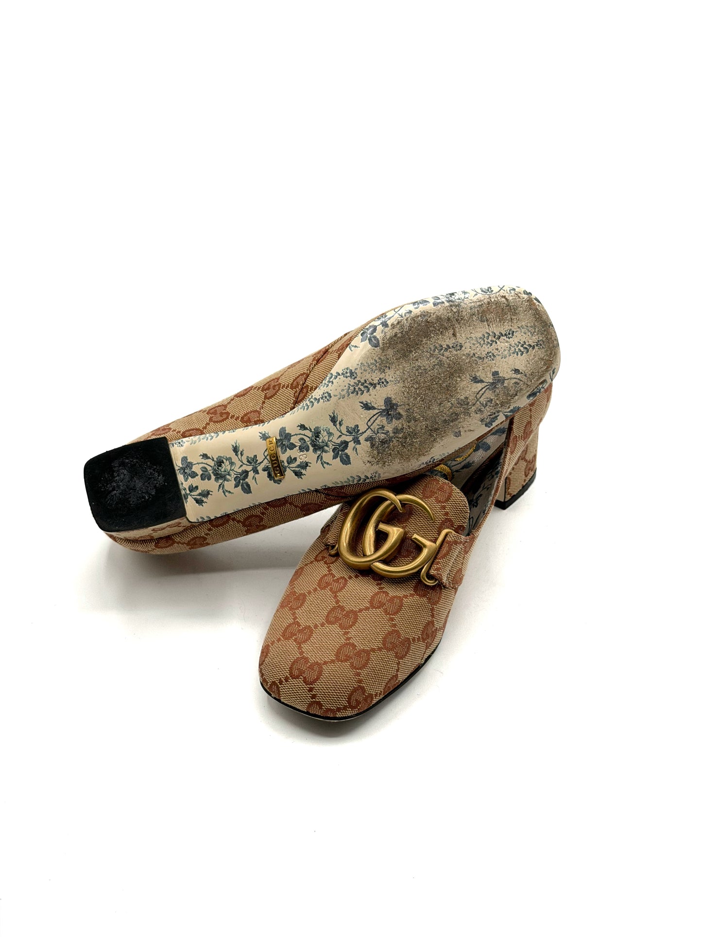 Gucci GG brown mid heels