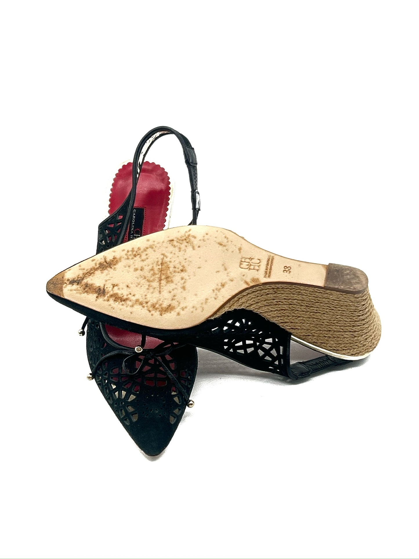 Carolina Herrera black lace pumps