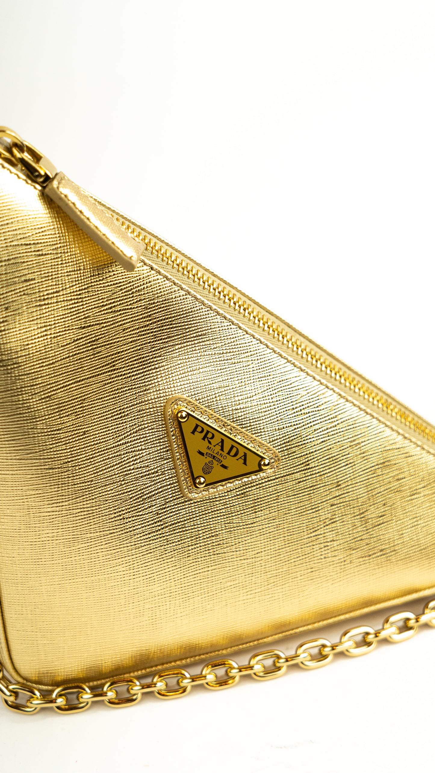 Prada triangle Gold bag
