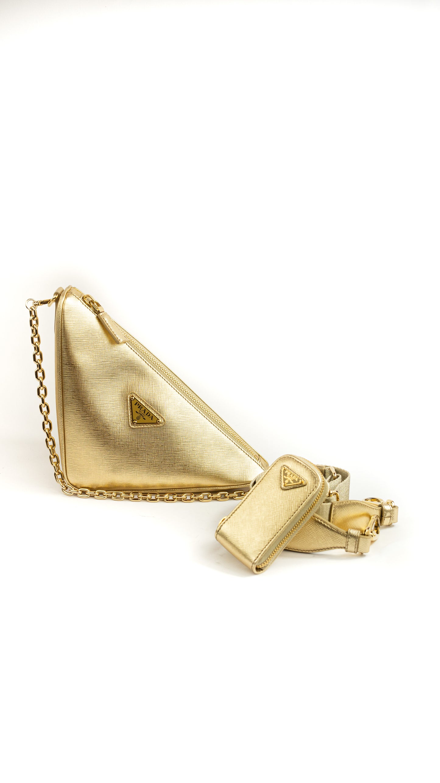 Prada triangle Gold bag