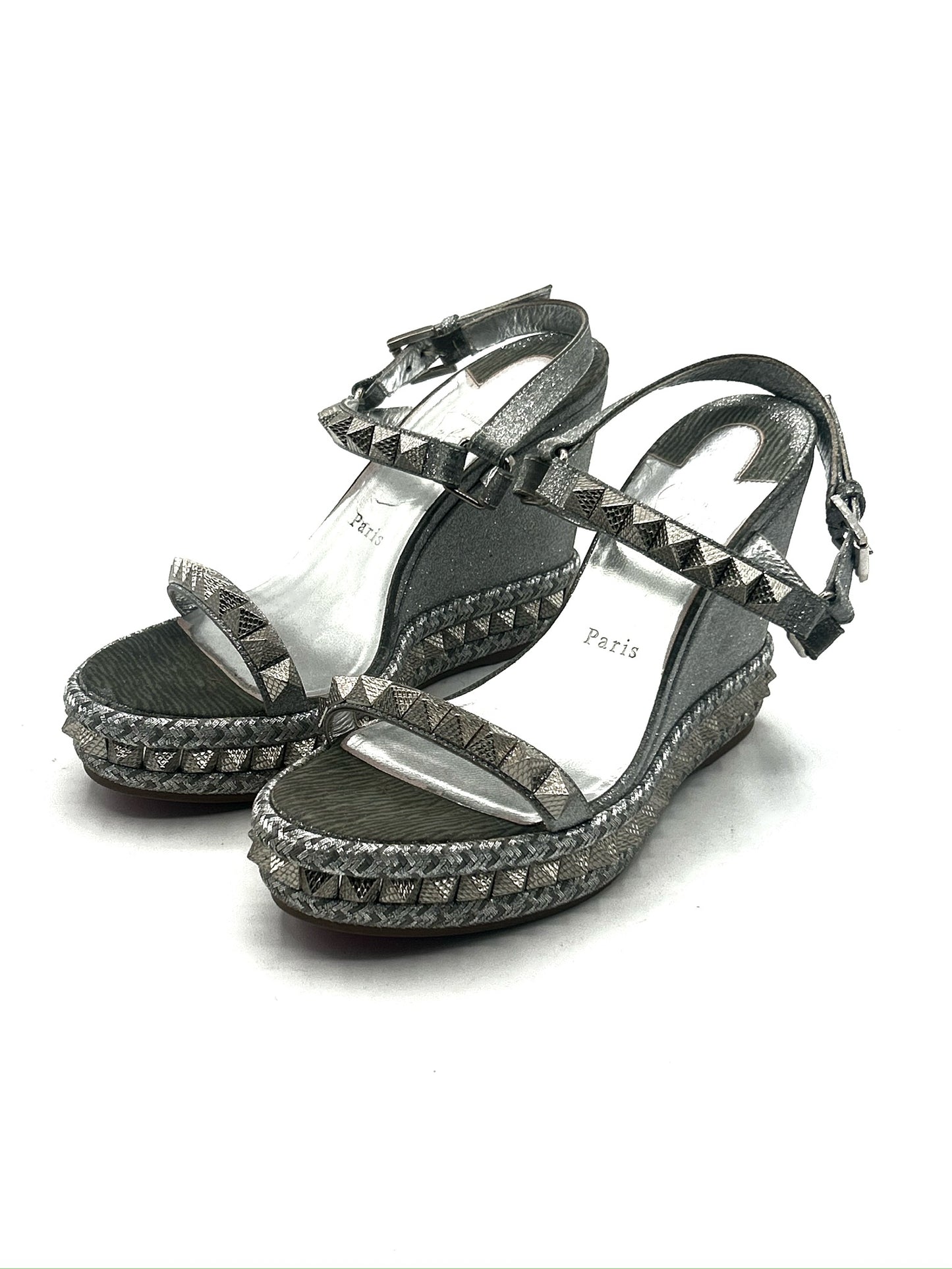 Louboutin silver platforms