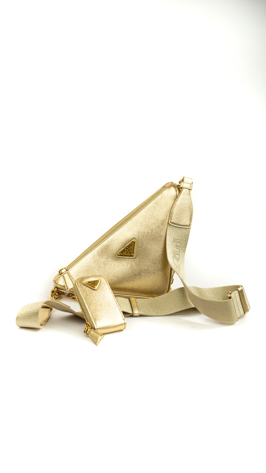 Prada triangle Gold bag