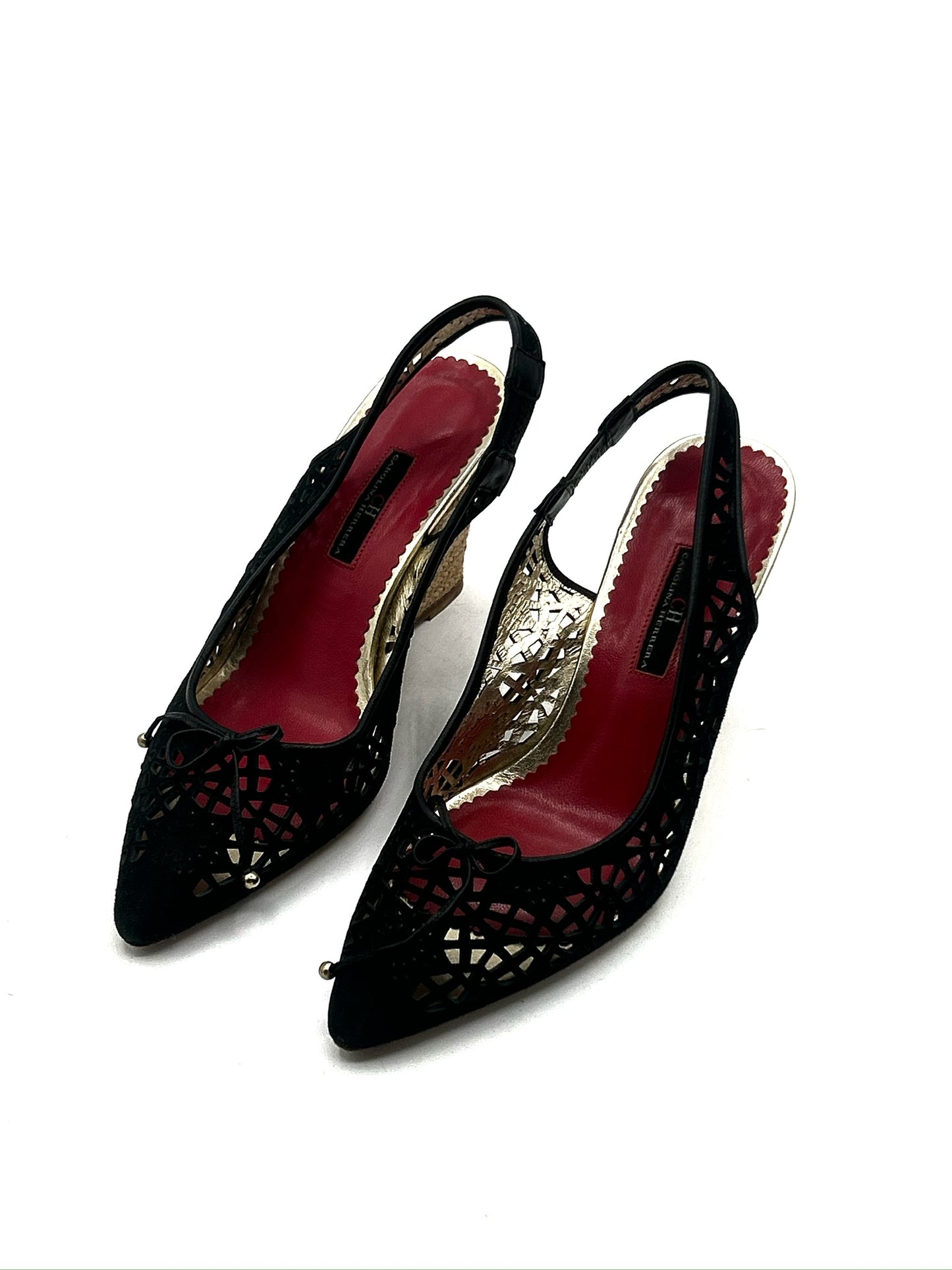 Carolina Herrera black lace pumps